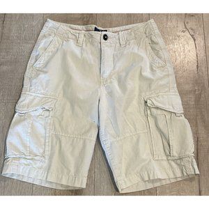 AMERICAN EAGLE LONGBOARD MEN 30 BEIGE  CARGO SHORTS LONGER LENGTH 12” INSEAM